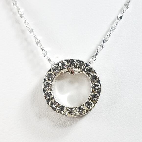 Crystal Rhinestone Reversible Pendant Necklace, 17 Inches - Picture 4 of 8